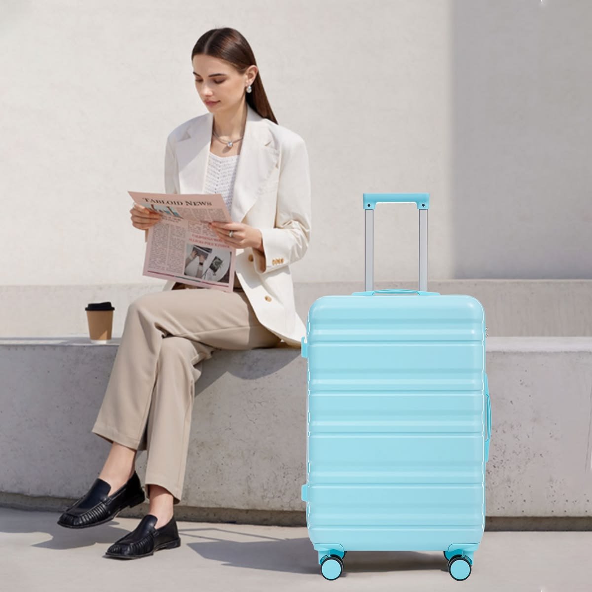 Business traveller with a laptop bag in a modern office